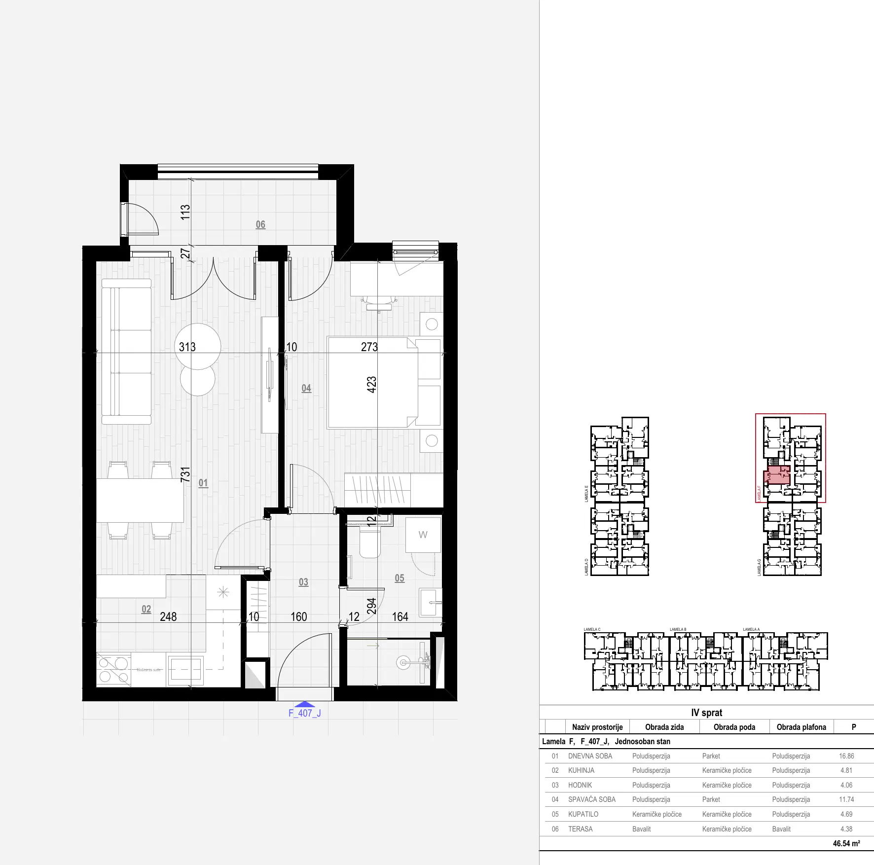 Tlocrt stana F_407_J